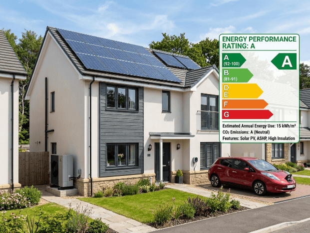 Maison renovee avec indicateur de performance energetique