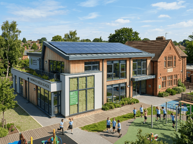 Une ecole avec des paneaux solaires
