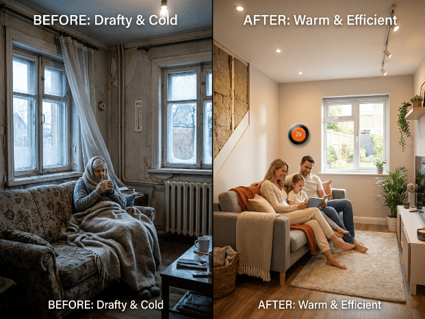 avant apres la rénovation énergetique