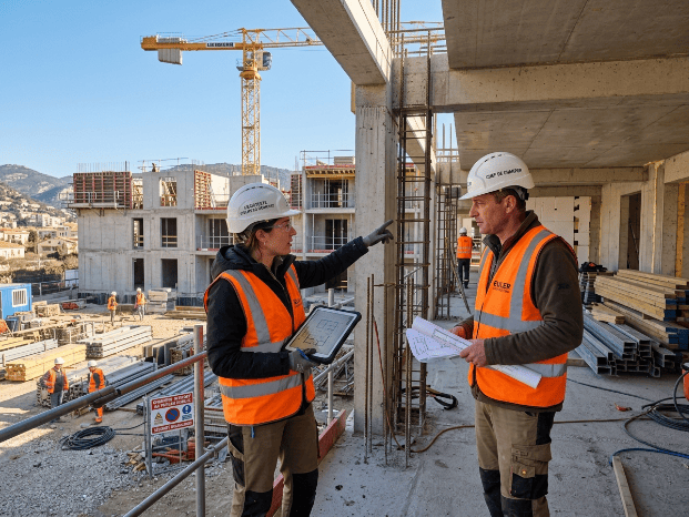 L'architecte inspecte le chantier